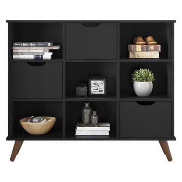 Imagem de Nicho Organizador Retrô 3 Gavetas Preto - Qmovi