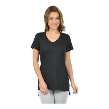 Imagem de Blusa Feminina Longa Mullet Gola V Longline Tj - Vesttuario, M, Preto