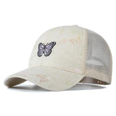 Imagem de Boné Feminino Estilo Caminhoneiro, Bordado Borboleta - ElaShopp