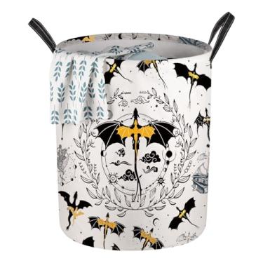 Imagem de G2TUP Cesta de lavanderia dobrável 4ª asa dragão cavaleiro presente 4ª ala amante de livros armazenamento de viagem com alças balde mercados livros (quarta asa LB)