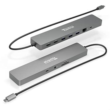 Imagem de Plugable Hub USB-C 11 em 1 100 W USB-C Pass-through, estação de ancoragem para laptop com 4K 60Hz HDMI, compatível com Thunderbolt 4/3, USB-C Windows, Chromebooks, 1 USB-C, 3 USB, SD, Ethernet