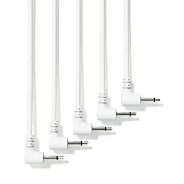 Imagem de ExcelValley - Pacote com 5 - Cabos de Patch Mono Modular de Ângulo Reto - Sintetizador Eurorack de 3,5 mm 1/8" [Branco | 180 cm - 70,87"]