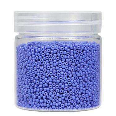 Imagem de Bala&Fillic Contas de semente de vidro de cor azul índigo quase uniforme de tamanho redondo de 2 mm cerca de 10.000 peças/110 gramas na caixa, 12/0 pequenas contas de semente de vidro para fabricação