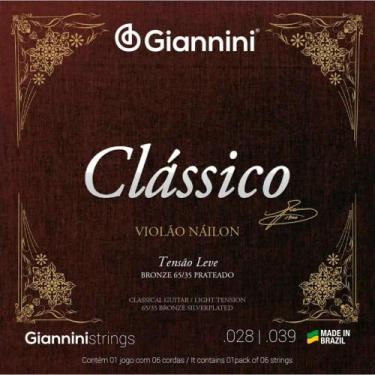 Imagem de Kit 3 encordoamento violão nylon giannini genwpl leve clássico, Cores