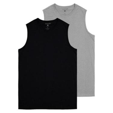Imagem de Kit com 2 Camisetas Masculina Regata Malwee 1000004421, Preto, M