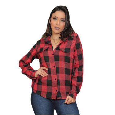 Imagem de Camisa blusa xadrez feminina manga longa barata sku:cfx10 - R.S MODAS,
