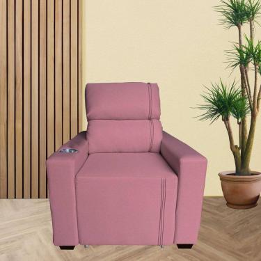 Imagem de Poltrona Retratil e Reclinavel Com Porta Copo Maisa Rosa