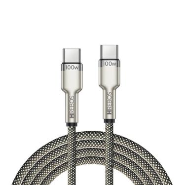Imagem de Cabo Carregador Resistente Dual Tipo-C Hrebos 100w Turbo 2m