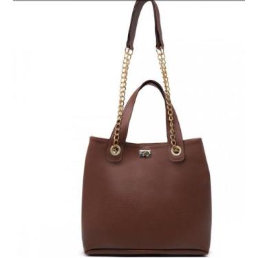 Imagem de Bolsa feminina tiracolo transversal com alça corrrente e couro - SEM M