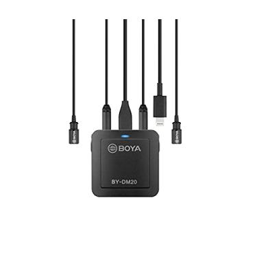 Imagem de Microfone Lavalier Digital para 2 Pessoas BY-DM20 com Lightning, USB-C e cabos de saída USB para iPhone, iPad, Smartphones, Tablets e Computadores Mac/PC (Boya)