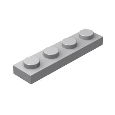 Imagem de Classic Grey Plates Bulk, Light Gray Plate 1x4, Building Plates Flat 100 Piece, Compatible with Lego Parts and Pieces: 1x4 Gray Plates(Color: Light Gray)