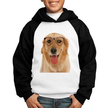 Imagem de Moletom Infantil Golden Retriever de Óculos - Foca na Moda, Branco, Pr