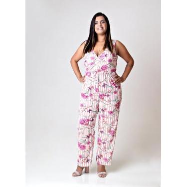 Imagem de Macacão Floral Frente Transpassada sem Mangas - Kaltty, Rosa, G3