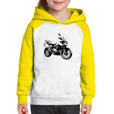 Imagem de Moletom Infantil Moto Tiger 900 GT Art - Foca na Moda, Branco, Amarelo