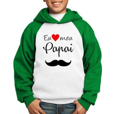 Imagem de Moletom Infantil Eu amo meu papai - Foca na Moda, Branco, Verde, 2