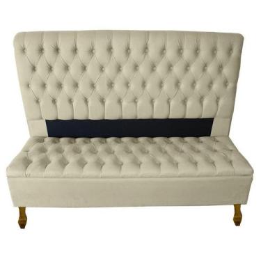 Imagem de Cabeceira + Recamier Baú Capitone Iza Para Cama Box Super King 198 Cm 