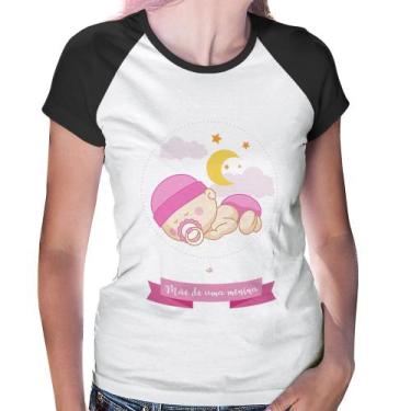 Imagem de Baby Look Raglan Mãe de uma menina - Foca na Moda, Branco, Preto, P