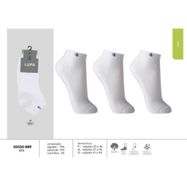 Imagem de Meia lupo sport kit3 41/44 03225 08915 branco unissex, UN