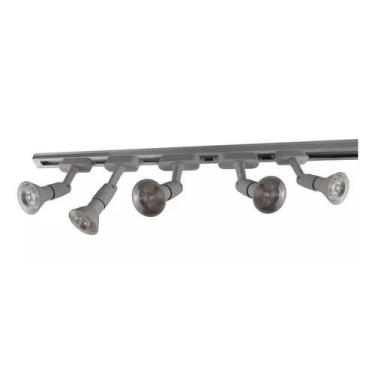 Imagem de Kit Trilho 1m C 5 Spots E27 E Lâmpada Dimerizável - Bela Home, Branco