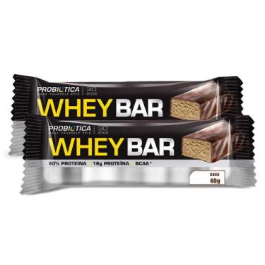 Imagem de Kit 2 Barra de Proteína Whey Bar High Protein Probiótica Coco com 40g