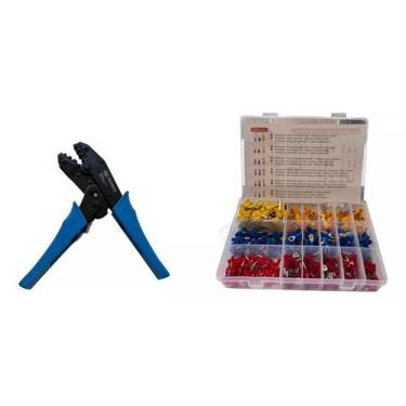 Imagem de Alicate Crimpar Terminal + Kit 550 Peças Terminais Isolados - DM FERRA