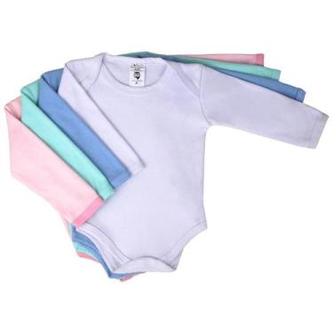 Imagem de Kit C/3 Peças Body Manga Longa Suedine Roupa De Bebê Liso - Batutinhas