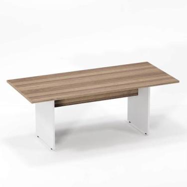 Imagem de Mesa Reunião Pé Painel P25 Pandin 2,6 M Noce Naturale e Branco