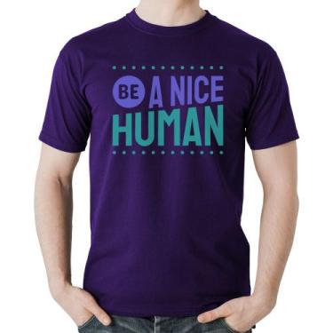 Imagem de Camiseta Algodão Be A Nice Human  - Foca na Moda, Roxo, M
