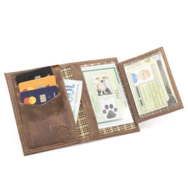 Imagem de Carteira Porta Documentos Masculina Em Couro Espaço Cartões CNH Notas 