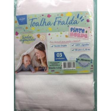 Imagem de Toalha Fralda Pinte e Borde Minasrey 70 cm x 1,10 m algodão pacote com
