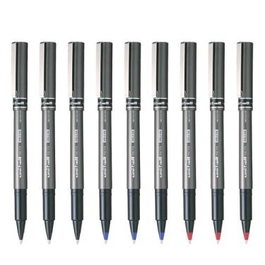 Imagem de Kit 9 Caneta Rollerball UB-155 Micro Deluxe AZ PT VM 0.5mm - Uni-ball