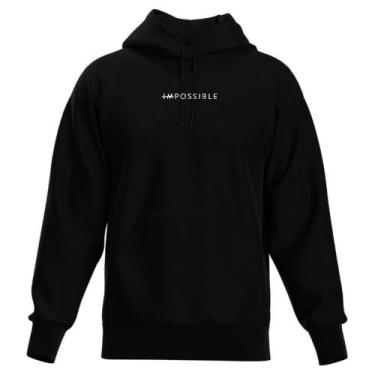 Imagem de Moletom Peluciado Com Capuz Blusa De Frio Estampada Preta - Relaxado, 