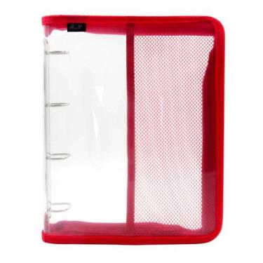 Imagem de Pasta Fichário Universitário Acp Cristal com Zíper 1142, Vermelho
