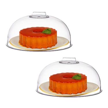 Imagem de 2 Tampa Acrílico Transparente média Para Bolos e Tortas 28cm - TT