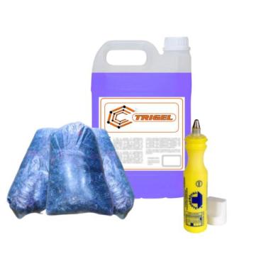 Imagem de Estopa Azul 2Kg. Marcador Industrial & Limpa Baú 5 Litros - Trigel, Am