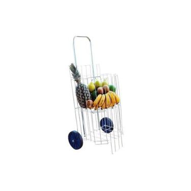Imagem de Carrinho De Mão Para Compras Galvanizado Reforçado E Rodas - Santa Edw