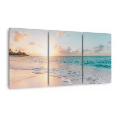 Imagem de Quadro Praia Mar Paisagem Do Entardecer Grande Sala Recepção - Wall Fr
