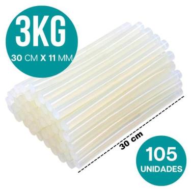 Imagem de 3KG Cola Quente Grossa 105 Unidades 30cm x 11mm - Bastão De Cola Quent