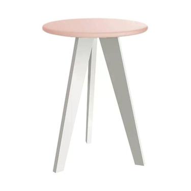 Imagem de Mesa De Canto Prince Rosa Fosco Com Pés Branco Reller Móveis