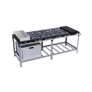 Imagem de Fogão Industrial 8 bocas 30X30 com Chapa, Banho Maria e Forno Luxo Met