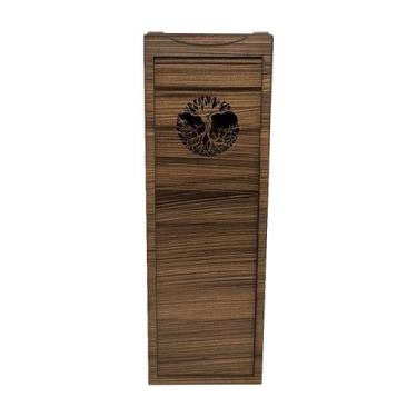 Imagem de Caixa Porta Vinho Modelo Árvore da Vida 12,3x9x36 Mdf Madeira Pintado 