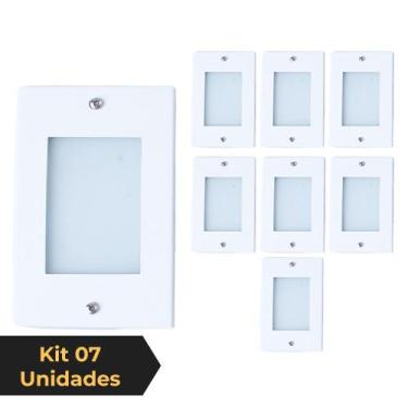 Imagem de Kit 7 Balizador de Embutir Escada Parede Branco 4x2 Alumínio - Ilumina