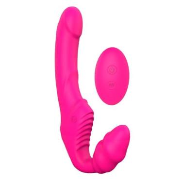Imagem de Vibrador Duplo Strapless Nana S-Hande 9 Modos de Vibração 21,8cm x 3,1cm com Controle Remoto Flexível em Silicone Recarregável (ROSA)