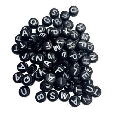 Imagem de Miçanga Letras Redondas Para Fazer Pulseiras Infantil Colar Bijuterias