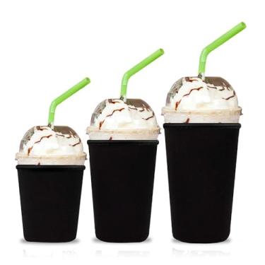 Imagem de 3 Pack Reusable Iced Coffee Sleeves, Jahomieo Insulator Sleeve for Cold Beverages, Neoprene Drink Sleeve Cup Holder for Starbucks Coffee, McDonalds, Dunkin Coffee，More
