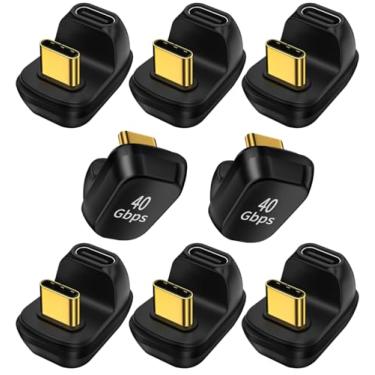Imagem de ShineeKee Adaptador USB C de 180 graus em forma de U 40 Gbps transferência de dados USB 4.0/Thunderbolt 4 tipo C macho para fêmea extensor para celular, interruptor, deck a vapor, tablet, laptop