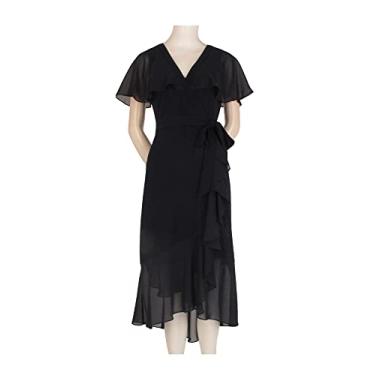 Imagem de Adrianna Papell Vestido feminino Divine Crepe e Chiffon, Lua azul, 38