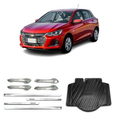Imagem de Kit para Adaptável Para Onix 2020 2021 2022 2023 2024 Aplique Maçaneta 4 Portas Protetor de Porta-Malas Friso Lateral da Porta Slim.