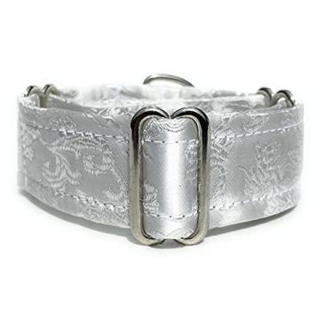 Imagem de Coleira de martingale forrada de cetim 3 cm de largura para coleira de filhote de chicote de galgo italiano IG outras raças com pescoço semelhante (branco G 26,7 a 32 cm)