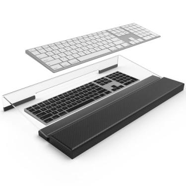 Imagem de Kovesayi Suporte para Teclado de Computador, Suporte de Teclado de Acrílico com Apoio Ergonômico para Pulso E Armazenamento de Teclado, Suporte de Teclado Inclinado com Altura Ajustável com Almofada D